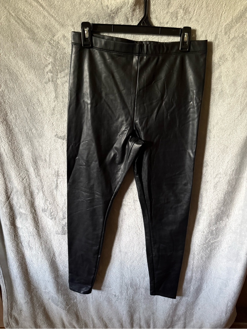 H&M Black Faux Leather Jogger Leggings